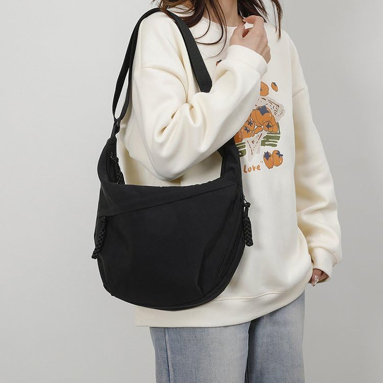 EMGILL Nylon Crescent Crossbody Bag for Women Shoulder Tote Handbag Casual Sling Bag Dumpling Purse Bag for Outdoor Travel - Image 2